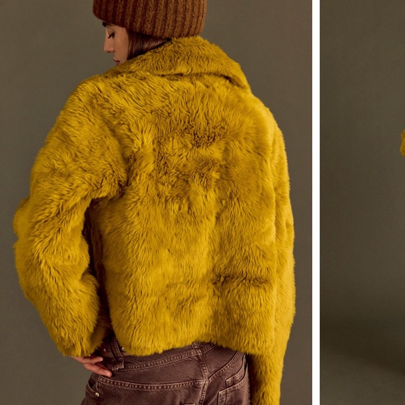 Free People Alice Throw On Faux Fur Jacket Lemon Party XS - Picture 2 of 6